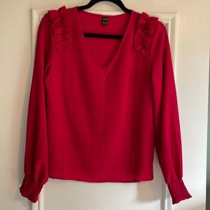 Red Ruffle Blouse